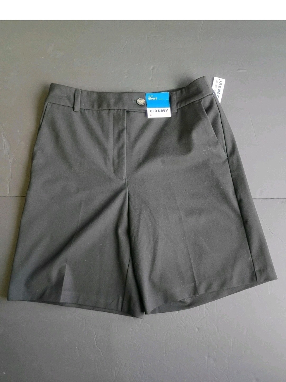 Old Navy Black Mid Rise Short 10" Inseam Adjustable Shorts Women's Size 6